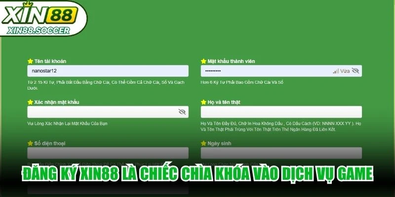 Đăng ký XIN88 là chiếc chìa khóa đưa bạn bước vào dịch vụ game